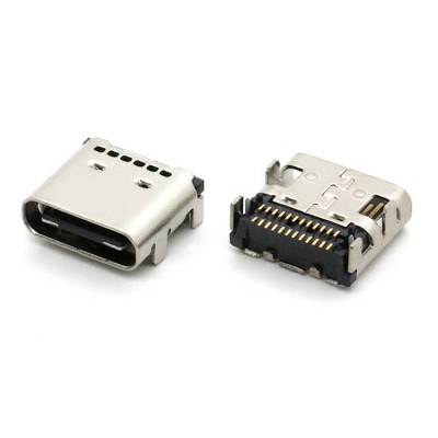 3A Current 24P USB 3.1 Type C Female Receptacle Socket Connector Right Angle PCB SMT Dual Row Tab