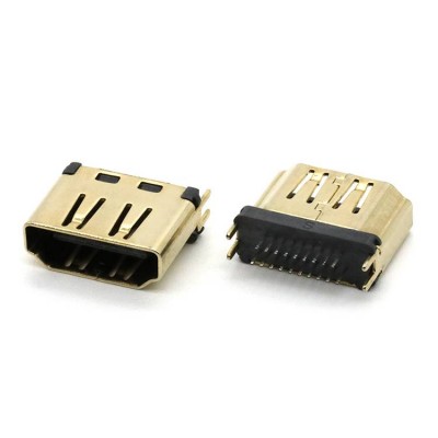 Vertical Pcb Mount 1.6mm Thickness High Definition Multimedia Interface A Female A/f Receptacle Connector 19p Spcc Shell